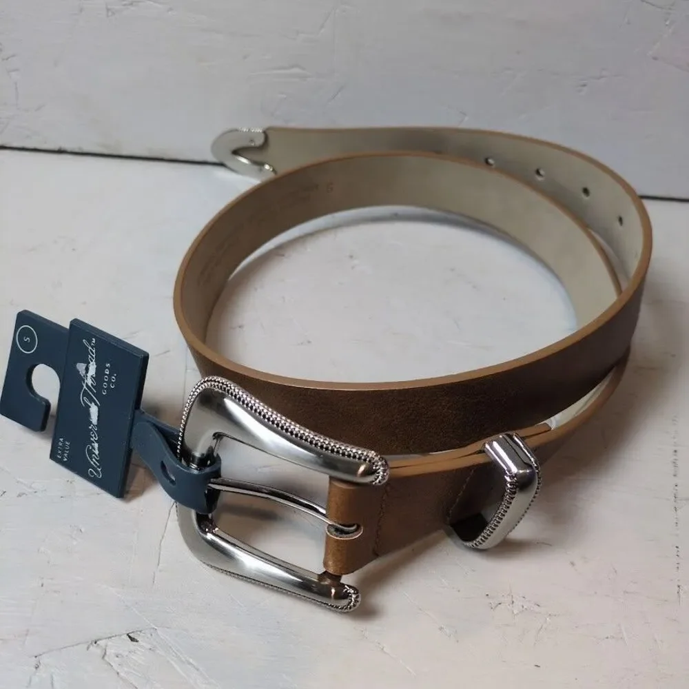 NEW Universal Thread Women's Brown Adjustable Waist Belt S Silver Buckle